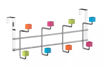 Essentials by Premier Multicoloured Cubes 8 Hook Over Door Hanger
