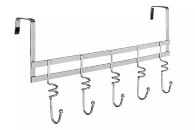 Essentials by Premier Over Door Chrome 5 Hook Hanger