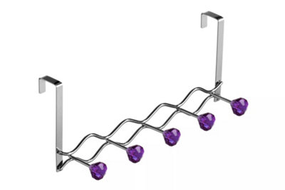 Essentials by Premier Over Door Purple Diamantes 5 Hook Hanger