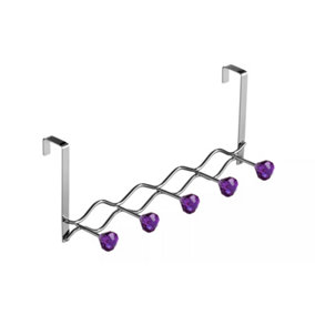 Essentials by Premier Over Door Purple Diamantes 5 Hook Hanger