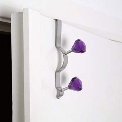 Essentials by Premier Over Door Purple Diamantes Double Hook