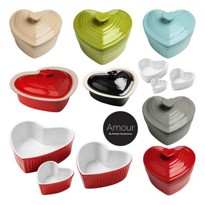 Essentials by Premier Set Of Four Amour Heart Shape White Dishes