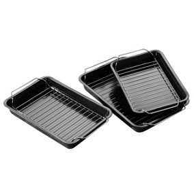 Essentials by Premier Set Of Three Roasting Trays With Wire Racks