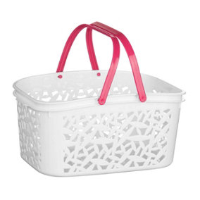 Essentials by Premier White/Hot Pink Plastic Storage Basket