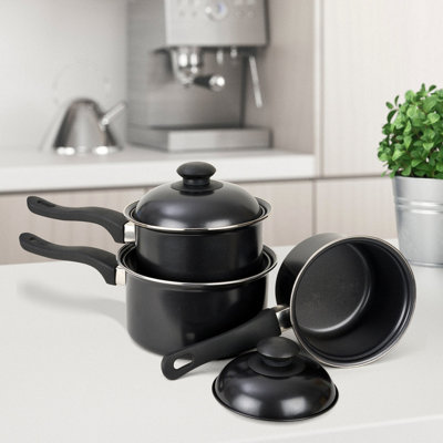 Essentials By ProChef Carbon Steel 3 Piece Pan Set with Lids