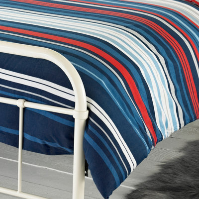 Essentials Lymington Super King Duvet Cover Set, Brushed Cotton, Blue