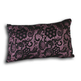 Essentials Macrame Damask Lace Rectangular Polyester Filled Cushion