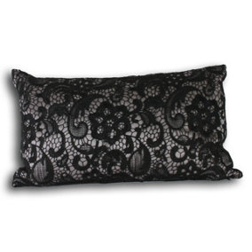 Essentials Macrame Damask Lace Rectangular Polyester Filled Cushion