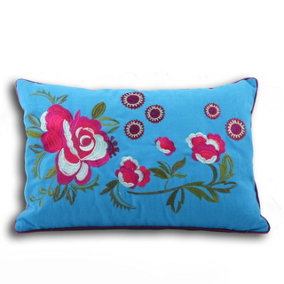 Essentials Martinique Floral Embroidered Piped Cushion Cover