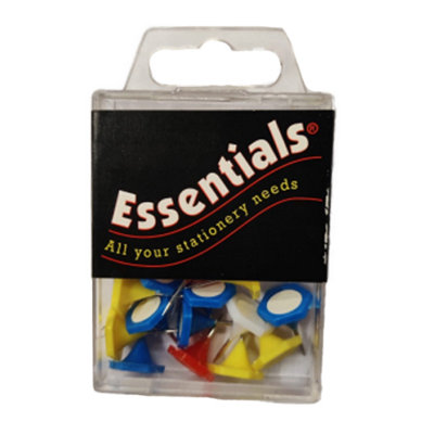 Essentials Push Pins (Pack of 50) Multicoloured (One Size)