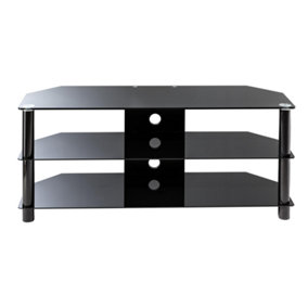 Essentials TV-Stand with 3 shelves in black / glass