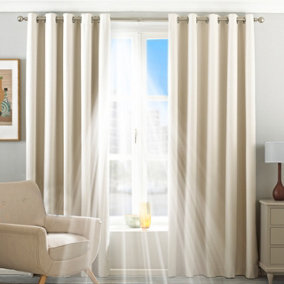 Essentials Twilight Thermal 100% Blackout Eyelet Curtains, Ivory