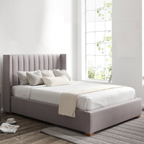 Essentials Winged Grey Ottoman - Double Bed Frame