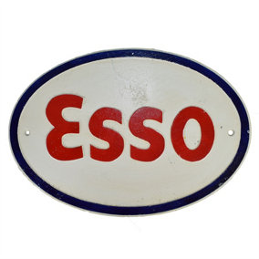 Esso Cast Iron Sign Plaque Door Wall Garage Petrol Oil Workshop Garage Auto