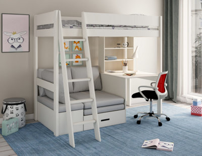 Estella WHITE - High with Desk/Futon (Silver Futon)