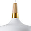 ESTHER - CGC Dove White Dome Ceiling Pendant Kitchen Island Light With Wood & Gold Accents