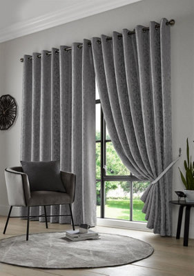 Eswic Eyelet Ring Top Curtains Pewter 117cm x 183cm