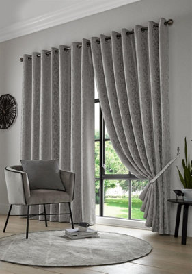 Eswic Eyelet Ring Top Curtains Silver 117cm x 137cm