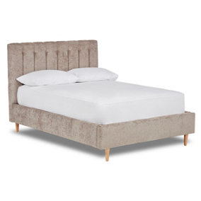 Eternal Contemporary Button-Backed Fabric Bed Base Only 4FT Small Double- Pavia Dove