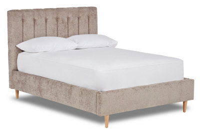 Eternal Contemporary Button-Backed Fabric Bed Base Only 5FT King- Pavia Dove