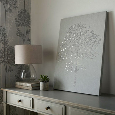 Eternal Tree Glitter Metallic Printed Canvas Wall Art | DIY at B&Q