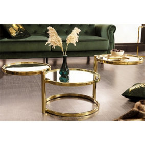 Eternity Coffee Table with Swivel Motion, Metal Brass/Mirrored Top