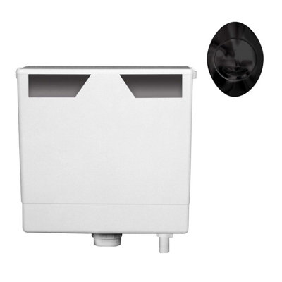 Ether Compact Concealed Dual Flush Cistern with Black Oval Flush Button