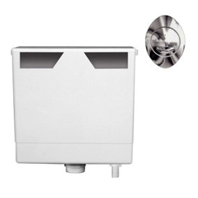 Ether Compact Concealed Dual Flush Cistern with Chrome Oval Flush Button