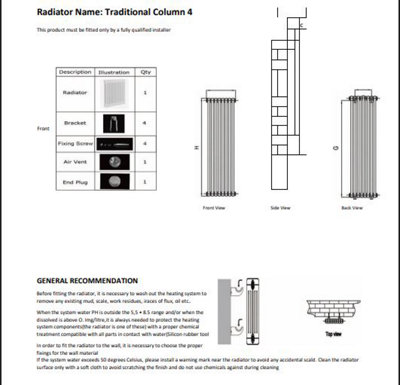 Ethiant Traditional 4 Column Horizontal Radiators 600 Height x 425 ...
