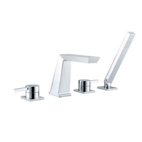 Etna Polished Chrome 4 Hole Deck-mounted Bath Shower Mixer Tap with Handset