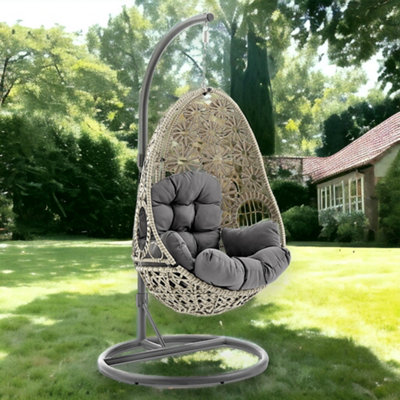 Etna Sunburst Garden Outdoor PE Rattan Hanging Swinging Egg Chair DIY at B Q