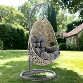 Etna Sunburst Garden Outdoor PE Rattan Hanging Swinging Egg Chair