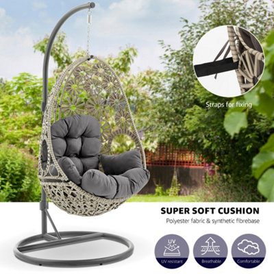 Etna Sunburst Garden Outdoor PE Rattan Hanging Swinging Egg Chair - 4