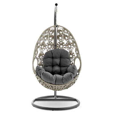 Etna Sunburst Garden Outdoor PE Rattan Hanging Swinging Egg Chair - 6