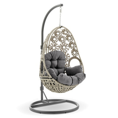 Etna Sunburst Garden Outdoor PE Rattan Hanging Swinging Egg Chair - 7