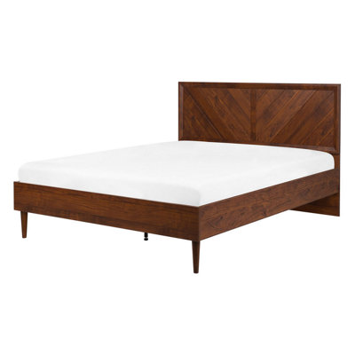 EU Double Size Bed Dark Wood MIALET