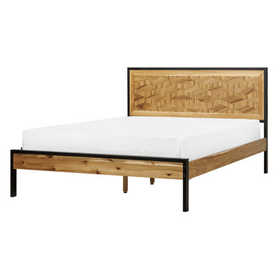 EU Double Size Bed Light Wood ERVILLERS