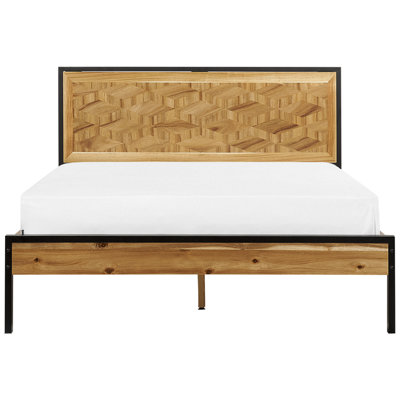 EU Double Size Bed Light Wood ERVILLERS