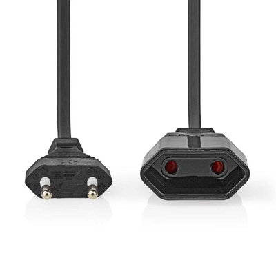EU Euro Power Cable 2 Pin Euro Male to 2 Pin Euro Female Straight Extension Lead