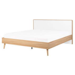 EU King Size Bed Light Wood SERRIS