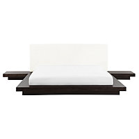 EU King Size Bed with Bedside Tables Dark Wood ZEN