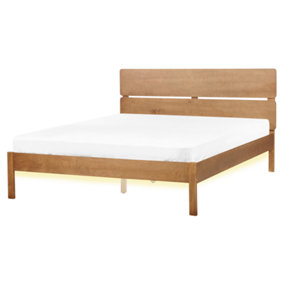 EU King Size Bed with LED Light Wood BOISSET