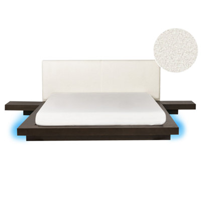 EU King Size Boucle Headboard with LED Dark Brown ZEN