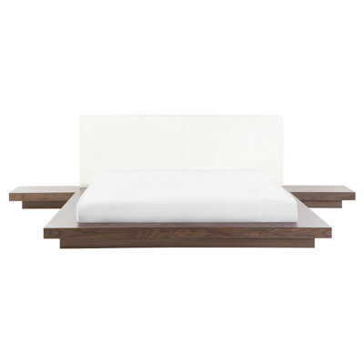 EU King Size Faux Leather Headboard Bed Brown ZEN