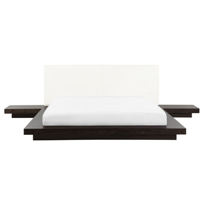 EU King Size Faux Leather Headboard Bed Dark Wood ZEN