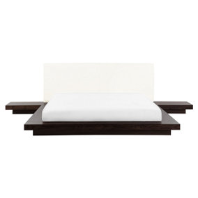 EU King Size Waterbed with Bedside Tables Dark Wood ZEN