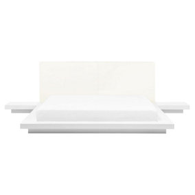 EU King Size Waterbed with Bedside Tables White ZEN