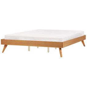 EU Super King Size Bed Light Wood BERRIC