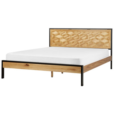 EU Super King Size Bed Light Wood ERVILLERS