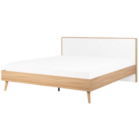 EU Super King Size Bed Light Wood SERRIS